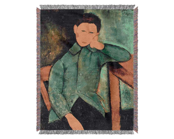 Modigliani Boy In A Blue Jacket Woven Blanket