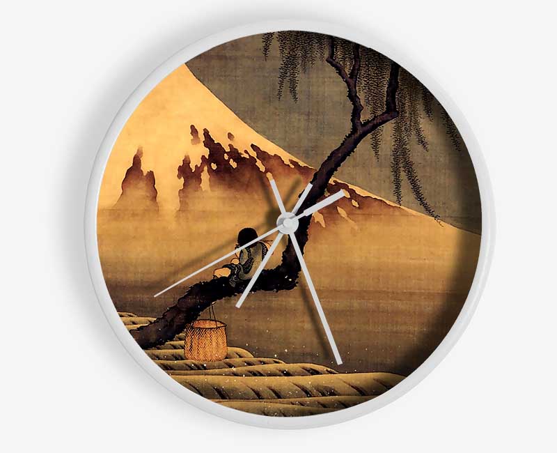 Hokusai Boy In Front Of Fujiama Clock - Wallart-Direct UK