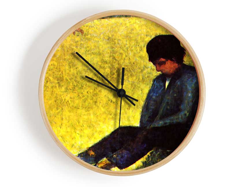 Seurat Boy Sitting On A Lawn Clock - Wallart-Direct UK