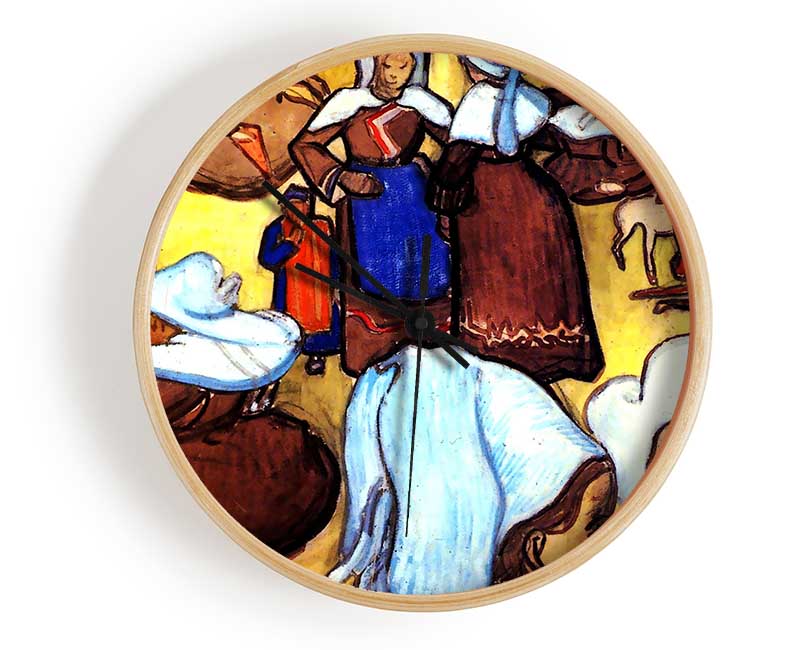 Emile Bernard Breton Women After Clock - Wallart-Direct UK