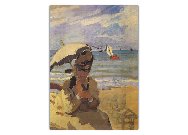 Camille Monet On The Beach At Trouville By Monet