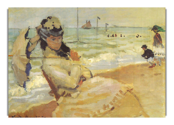 Camille On The Beach At Trouville By Monet