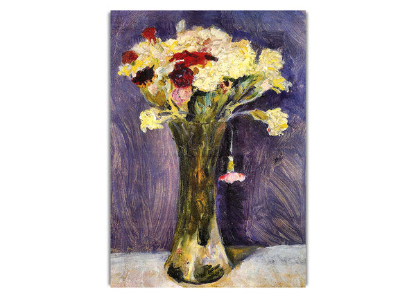 Carnations In A Green Vase By August Macke