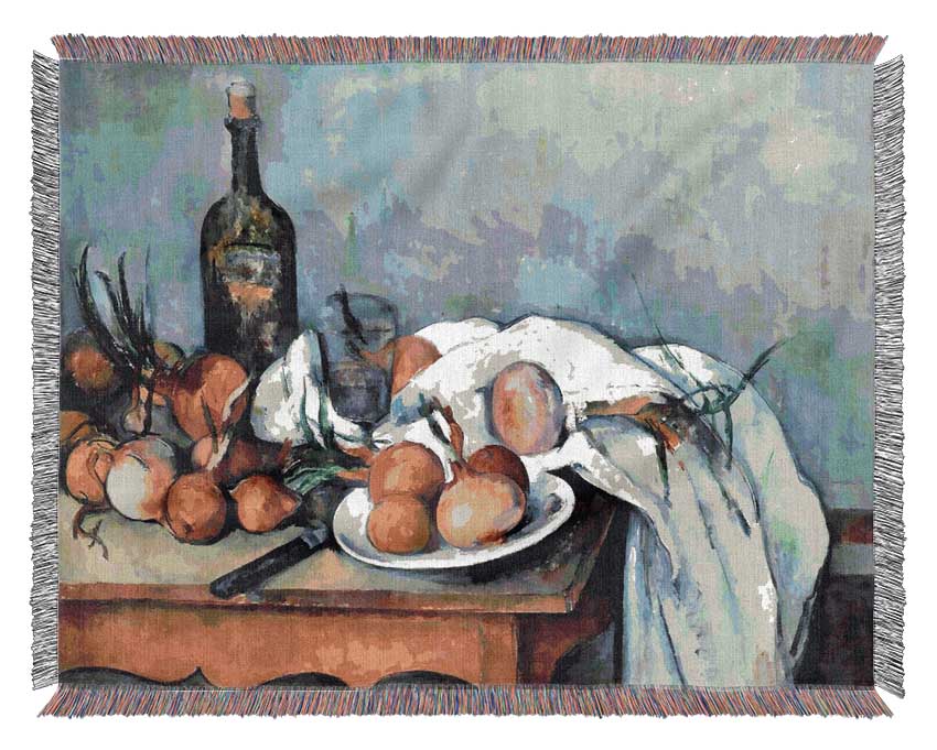 Cezanne Still Life With Onions Woven Blanket