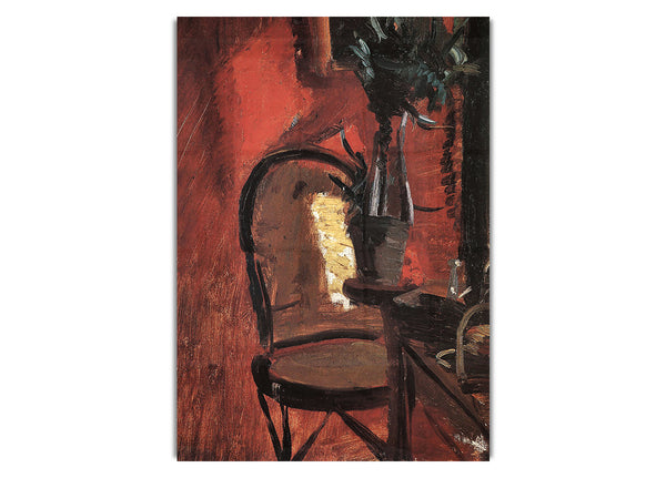 Chair With A Plant In Front Of Red Wall By Anna Ancher