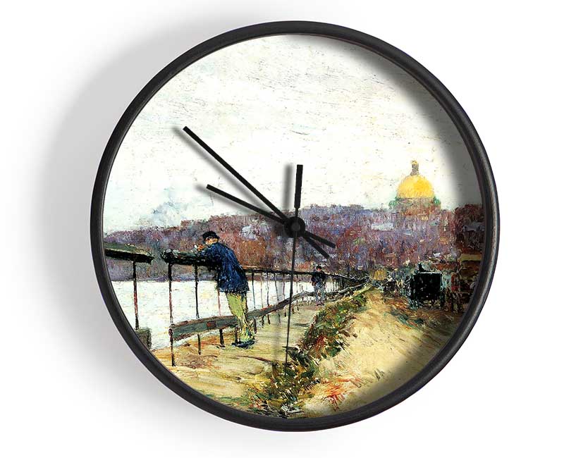 Hassam Charles River Und Beacon Hill Clock - Wallart-Direct UK