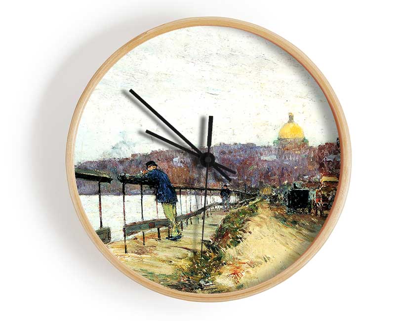 Hassam Charles River Und Beacon Hill Clock - Wallart-Direct UK