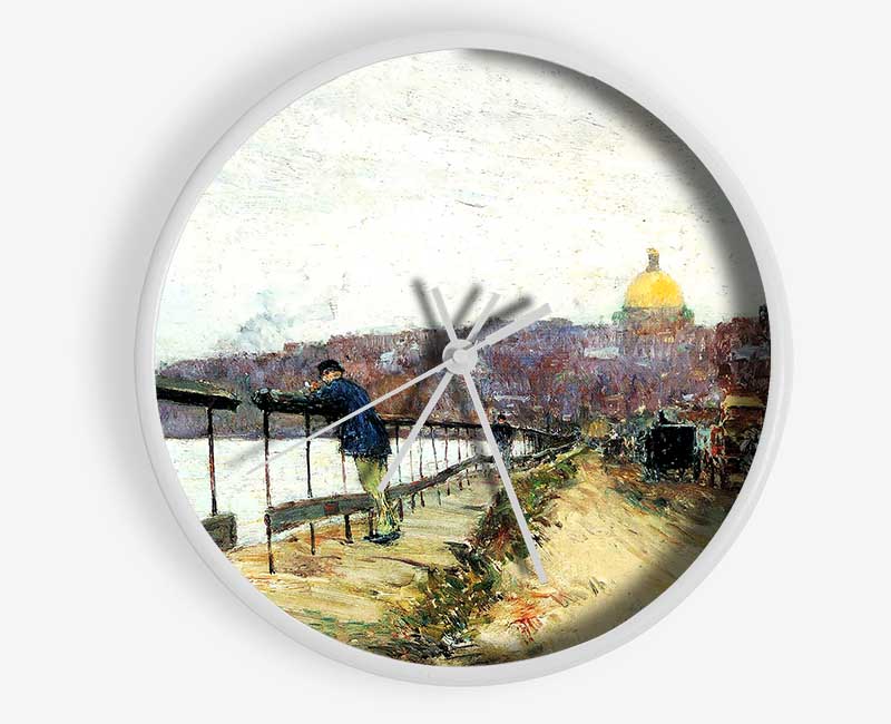 Hassam Charles River Und Beacon Hill Clock - Wallart-Direct UK