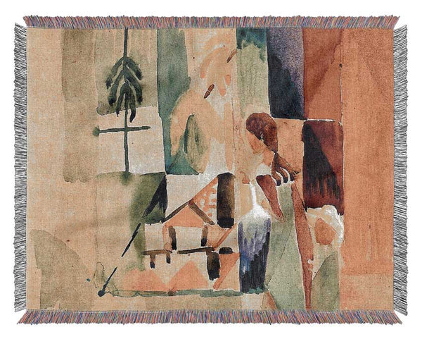 August Macke Children At The Vegetable Shop 2 Woven Blanket