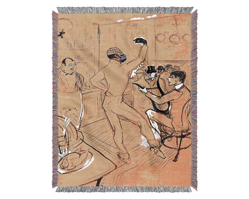 Toulouse Lautrec Chocolat Dance Woven Blanket