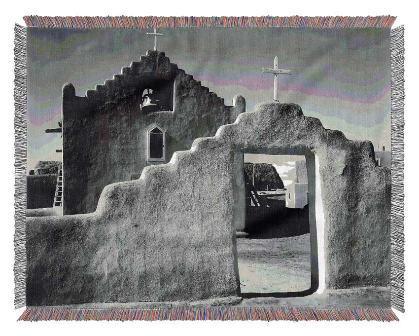 Ansel Adams Church In Taos Pueblo New Mexico 2 Woven Blanket