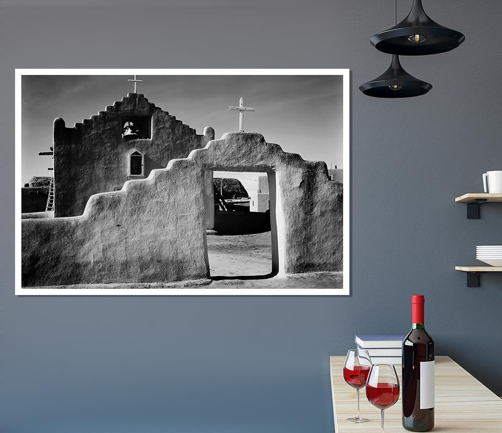 Ansel Adams Church In Taos Pueblo New Mexico 2 Print Poster Wall Art