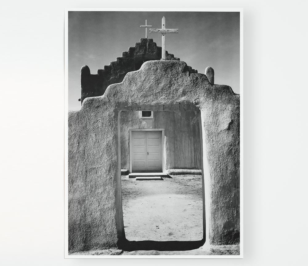 Ansel Adams Church Intaos Pueblo New Mexico Print Poster Wall Art