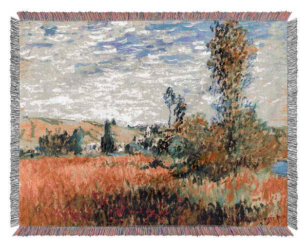 Claude Monet Fields Woven Blanket