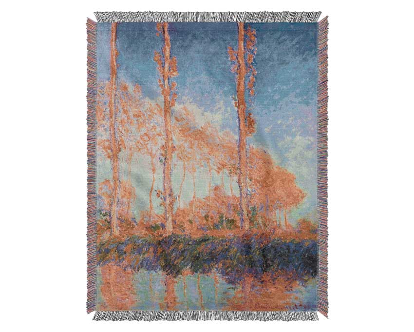 Claude Monet Poplars At Philadelphia Woven Blanket