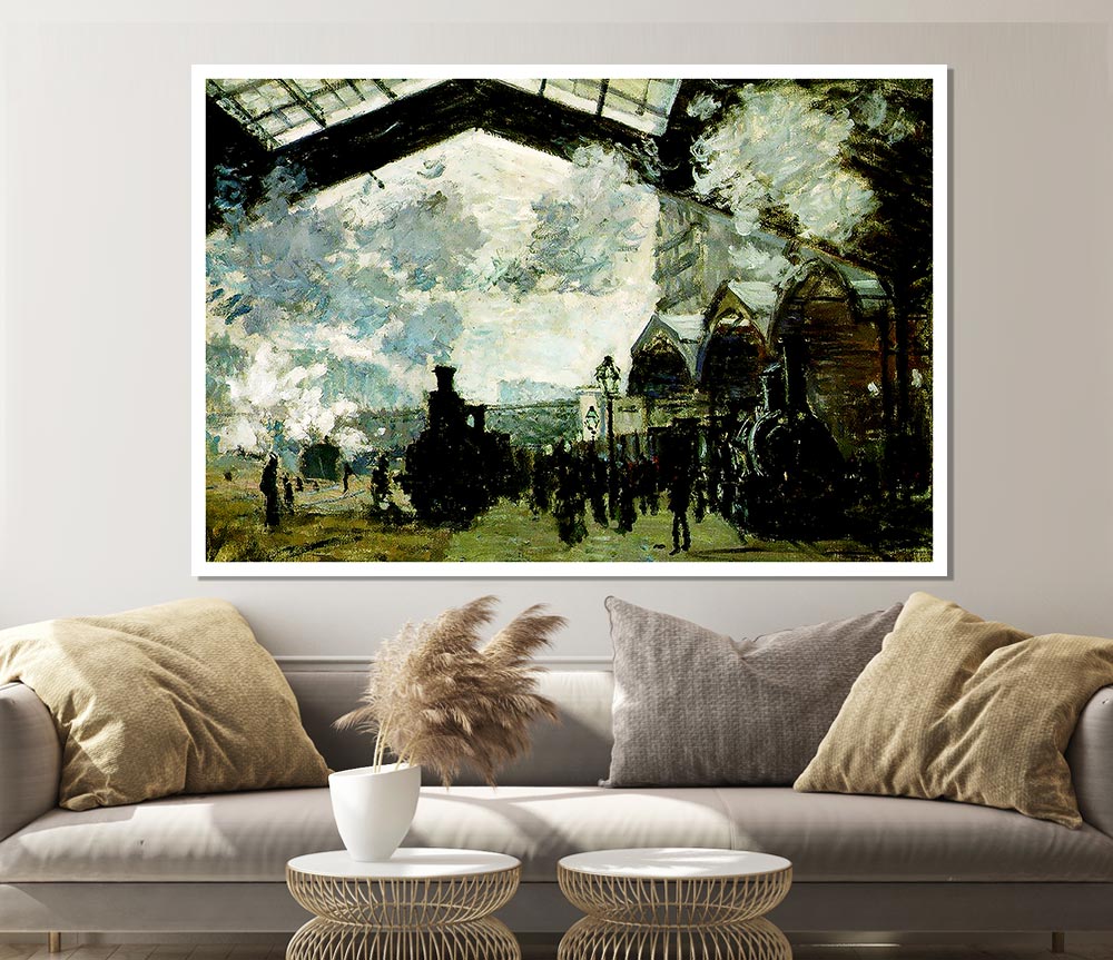 Claude Monet The Saint Lazare Station Print Poster Wall Art