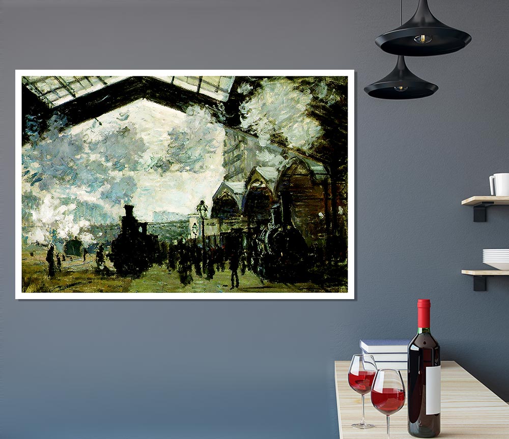 Claude Monet The Saint Lazare Station Print Poster Wall Art