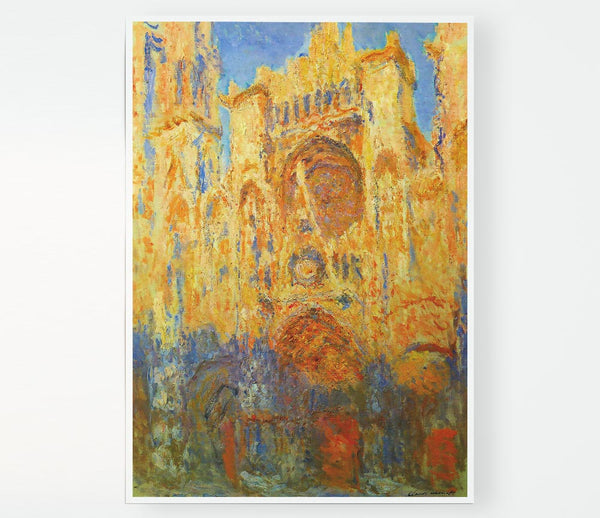 Claude Monet Rouen Cathedral Facade At Sunset Print Poster Wall Art