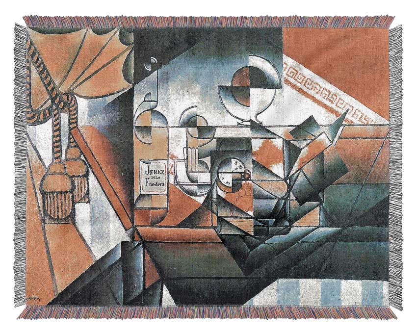 Juan Gris Clock And Bottle Jerez De La Frontera Woven Blanket