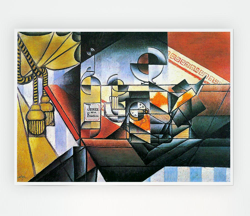 Juan Gris Clock And Bottle Jerez De La Frontera Print Poster Wall Art