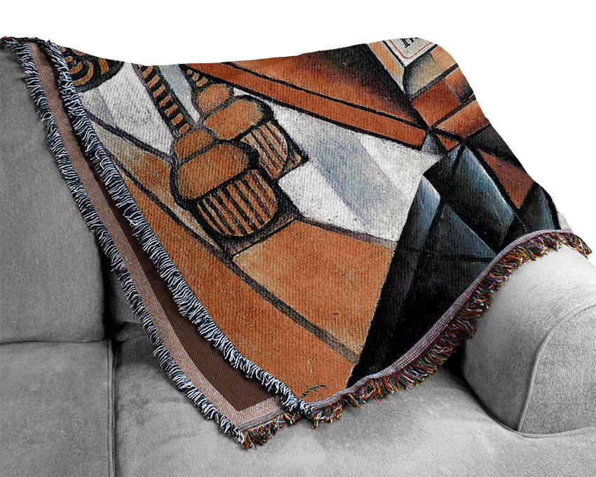 Juan Gris Clock And Bottle Jerez De La Frontera Woven Blanket