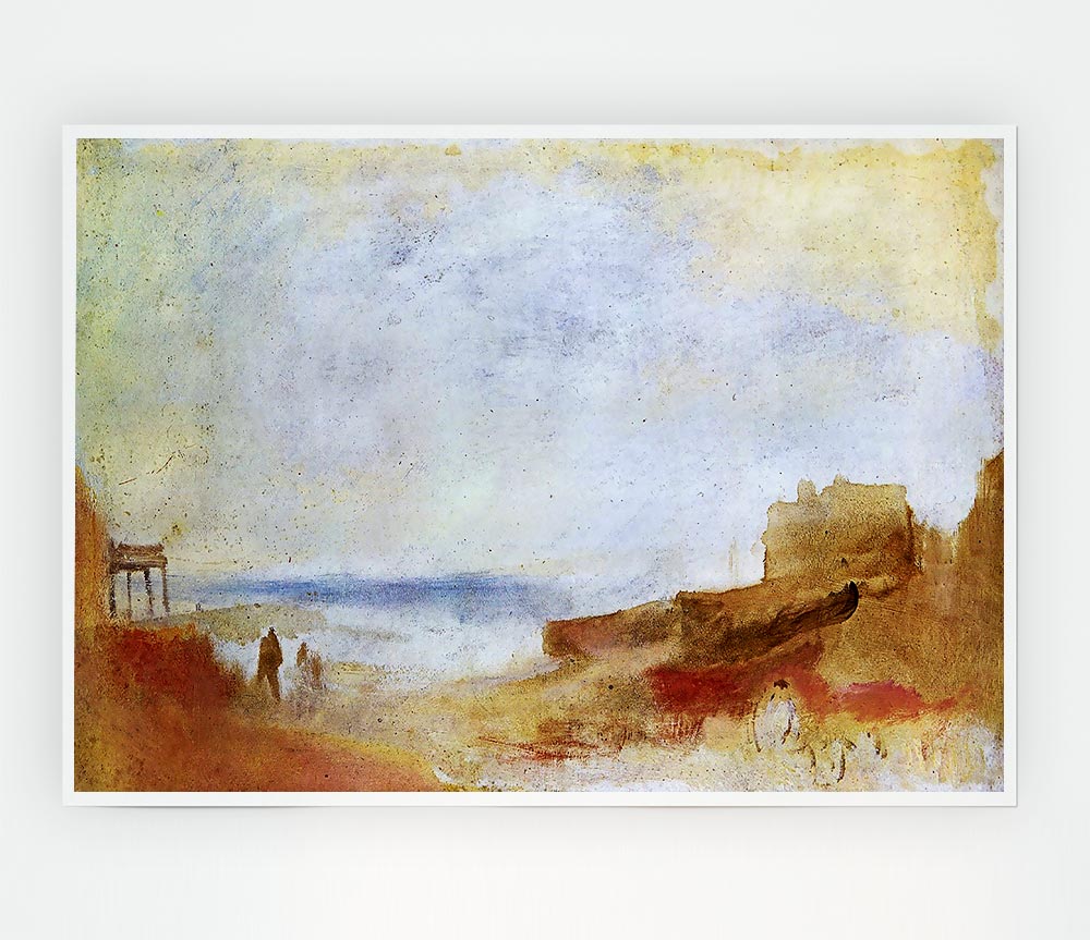 Joseph Mallord Turner Coastal Scene With Buildings Print Poster Wall Art