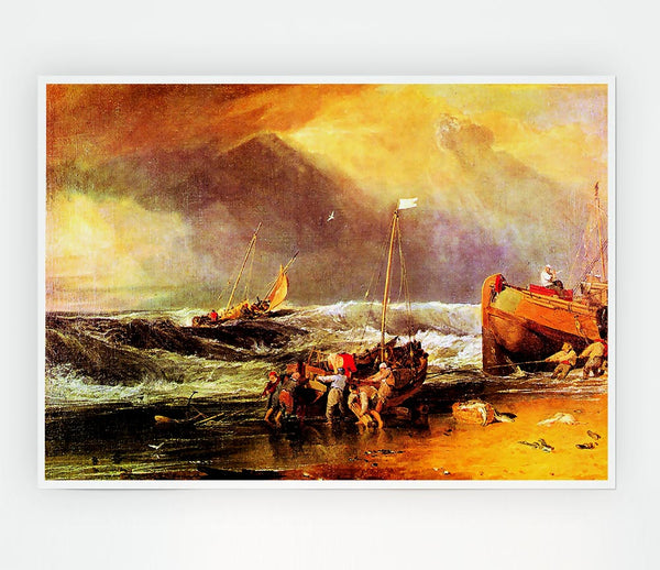 Joseph Mallord Turner Coastal Scene With Fishermen Print Poster Wall Art