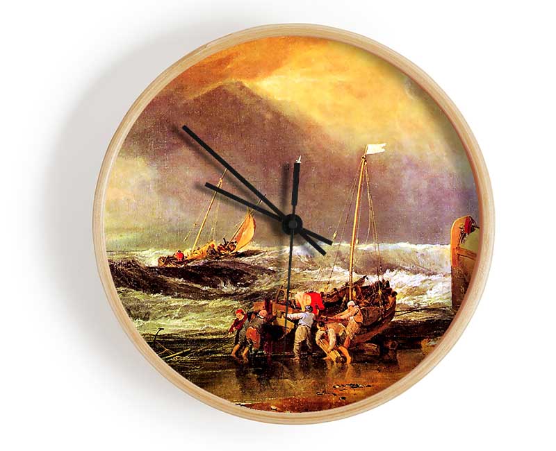 Joseph Mallord Turner Coastal Scene With Fishermen Clock - Wallart-Direct UK