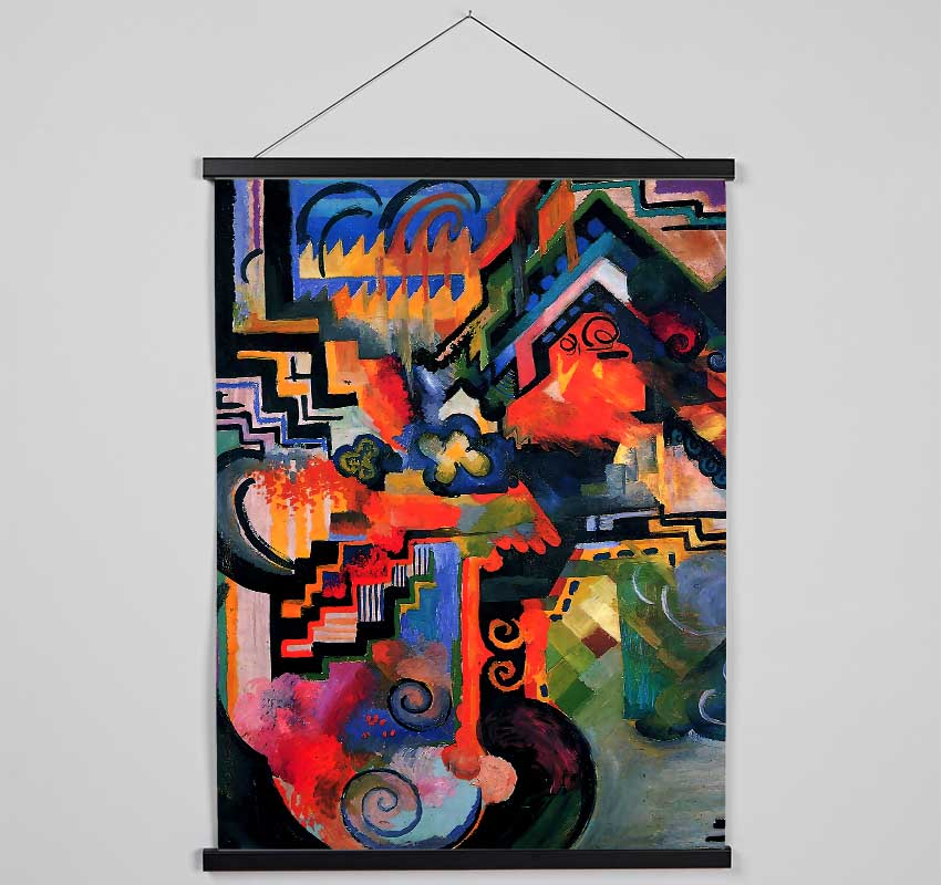 August Macke Coloured Composition Hommage To Sebastin Johann Bach Hanging Poster - Wallart-Direct UK