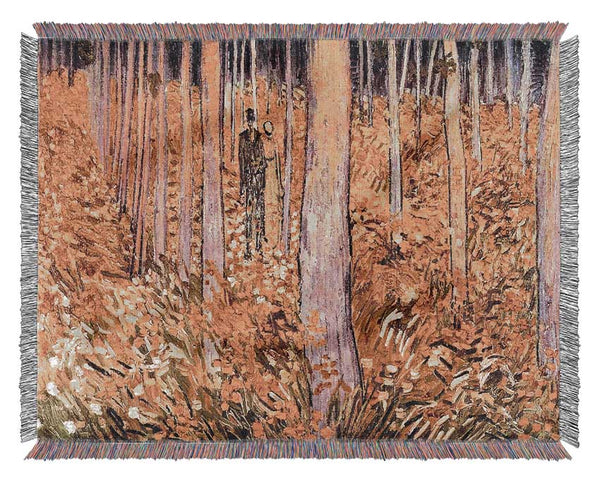 Van Gogh Couple Walk In The Woods Woven Blanket