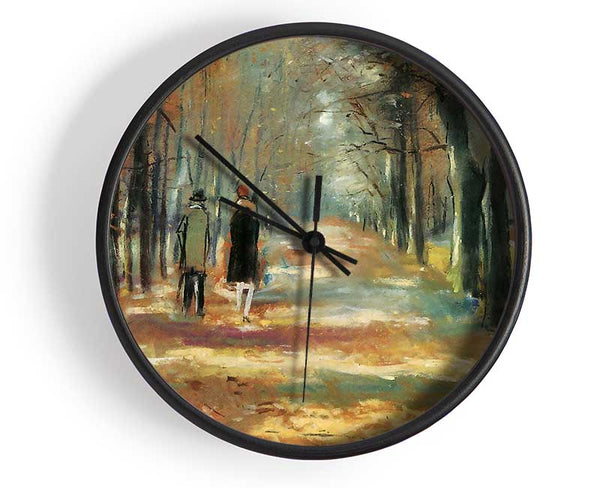 Lesser Ury Couple Walking In The Woods Clock - Wallart-Direct UK