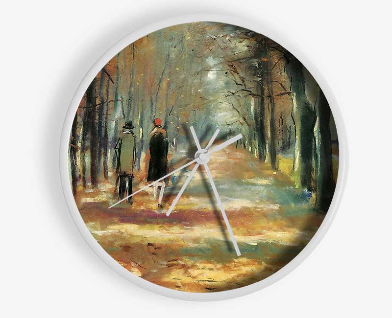 Lesser Ury Couple Walking In The Woods Clock - Wallart-Direct UK