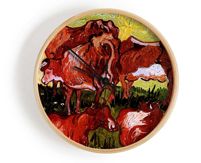 Van Gogh Cows After Jordaens Clock - Wallart-Direct UK