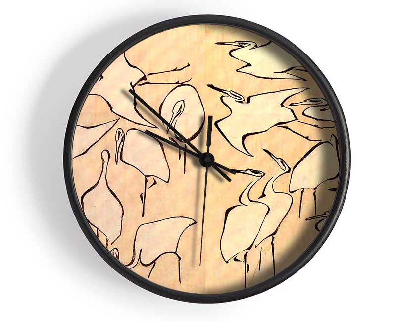 Hokusai Cranes Clock - Wallart-Direct UK