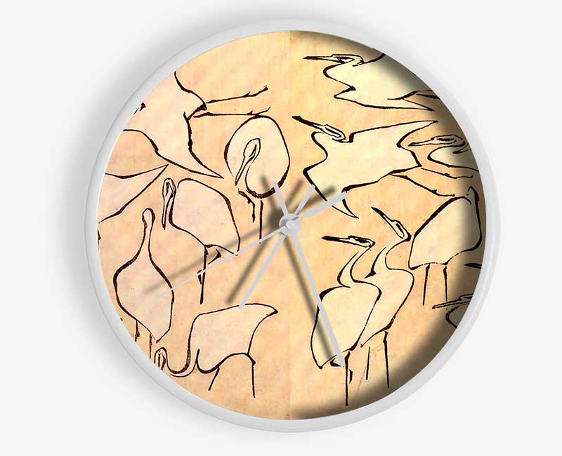 Hokusai Cranes Clock - Wallart-Direct UK