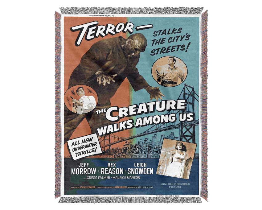 Creature Walks Among Us Poster 2 Woven Blanket