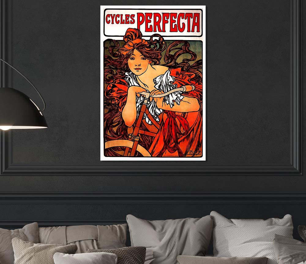 Alphonse Mucha Cycles Perfecta Print Poster Wall Art