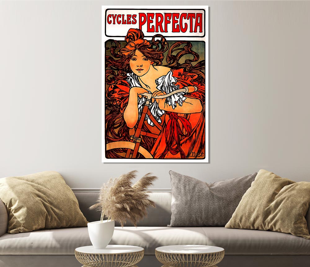 Alphonse Mucha Cycles Perfecta Print Poster Wall Art