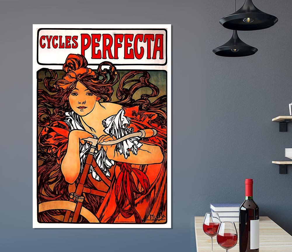 Alphonse Mucha Cycles Perfecta Print Poster Wall Art