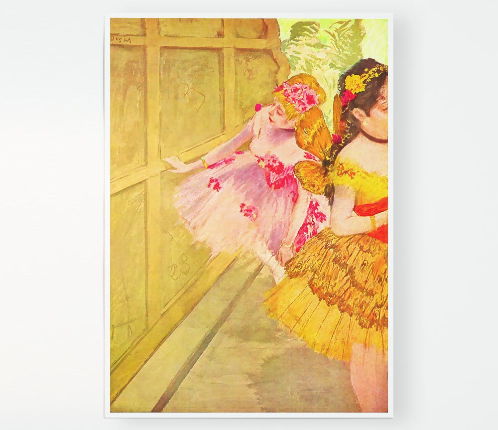 Degas Dancers Behind A Backdrop Print Poster Wall Art