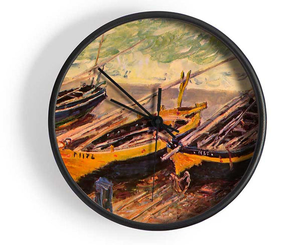 Monet Dock Of Etretat (Three Fishing Boats) Clock - Wallart-Direct UK