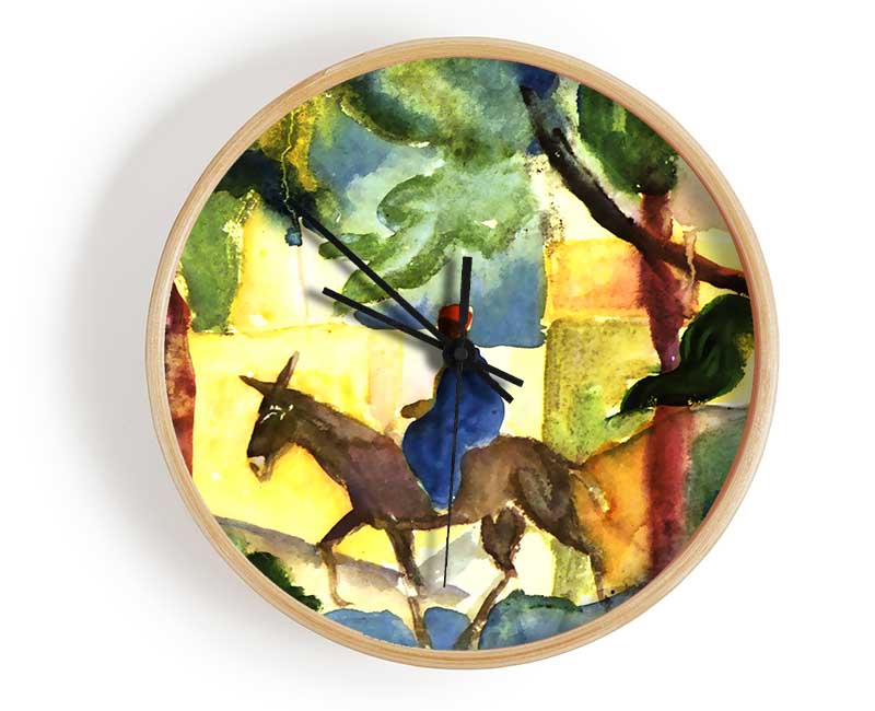 August Macke Donkey Rider Clock - Wallart-Direct UK