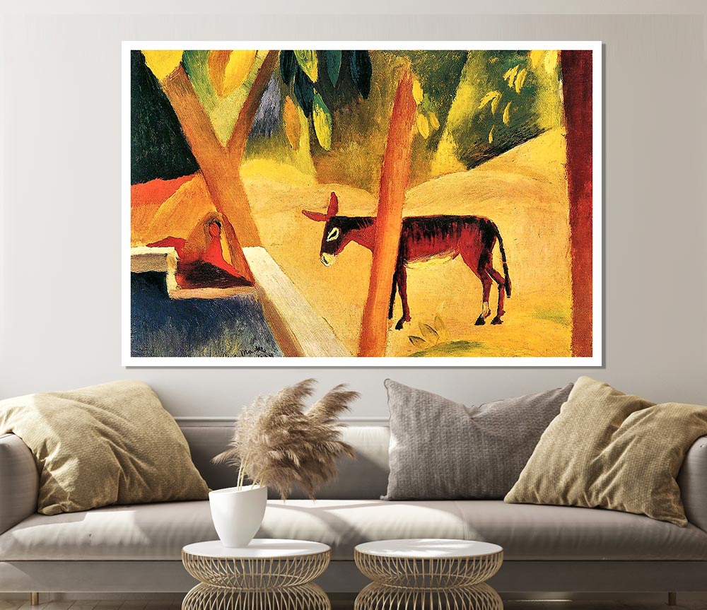 August Macke Donkeys In The Palms Print Poster Wall Art