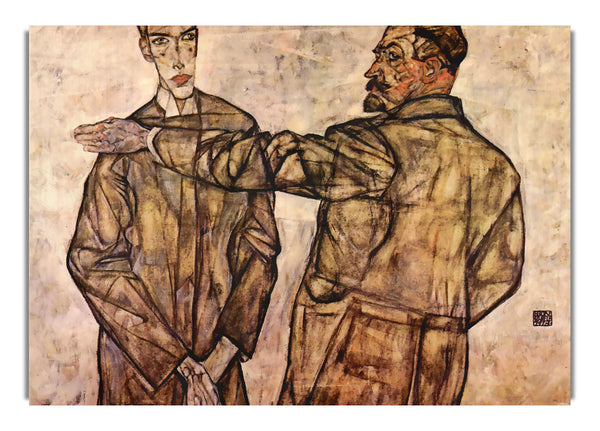 Double Portrait Of Heinrich Bensch And His Son Otto By Schiele