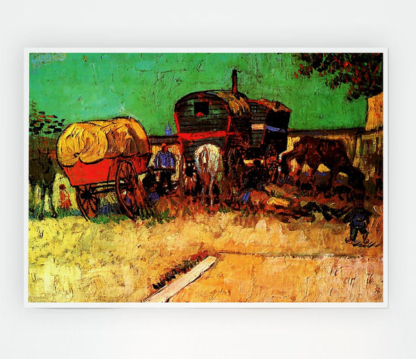 Van Gogh Encampment Of Gypsies With Caravans Print Poster Wall Art