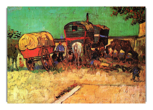 Encampment Of Gypsies With Caravans By Van Gogh