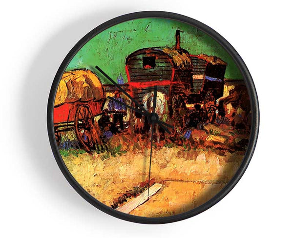 Van Gogh Encampment Of Gypsies With Caravans Clock - Wallart-Direct UK