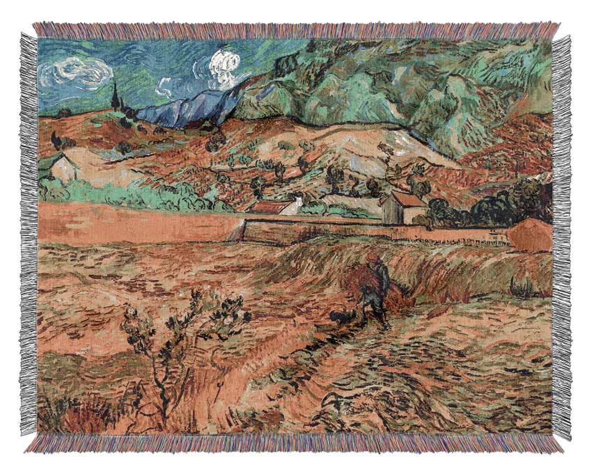 Van Gogh Enclosed Wheat Field With Peasant Woven Blanket