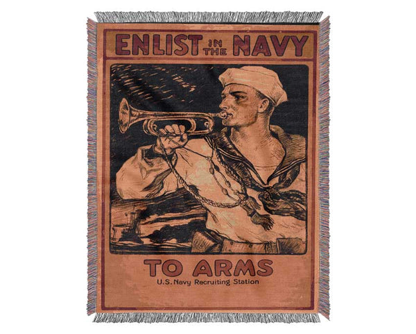 Enlist In The Navy Woven Blanket