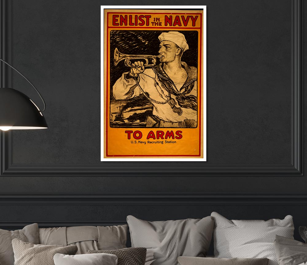 Enlist In The Navy Print Poster Wall Art